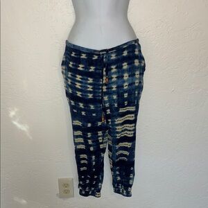 Chaser Blue and Cream Tie Dye Slouchy Pants